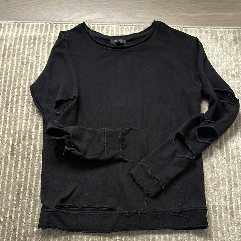 ALAlA Black Distressed Long Sleeve sweatshirt